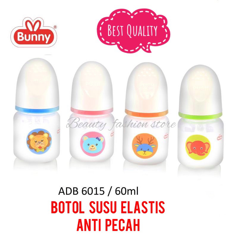 Botol Susu Elastis Lusty Bunny 60ml,120,250  karet dot Bulat &amp;Gepeng BPA free  desain animal lucu