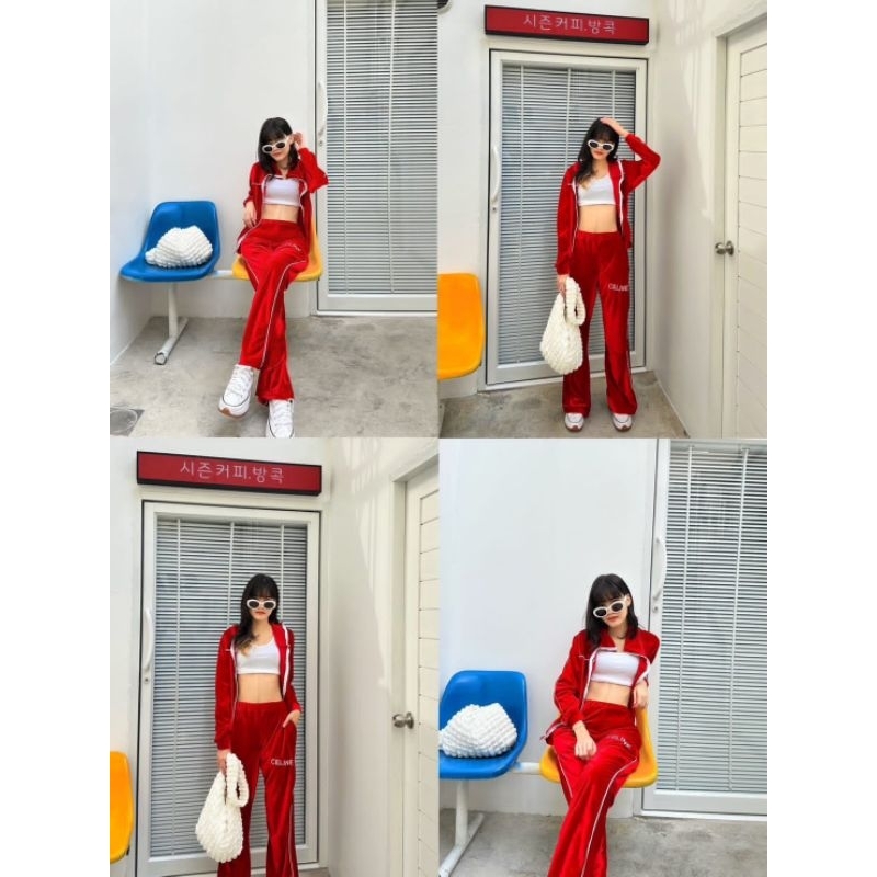 SETELAN TRAINING WANITA OLAHRAGA JAKET CELANA PANJANG BLUDRU IMPORT BKK