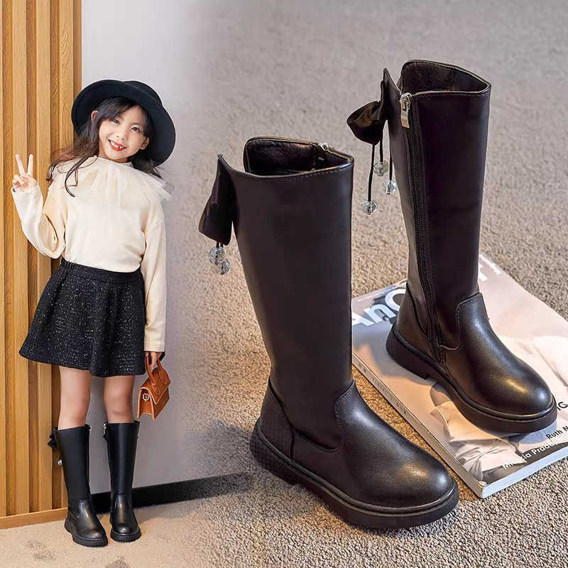 Kids knee boots import winter gempi sepatu anak tinggi fashionable korea style cewek perempuan high fashion show
