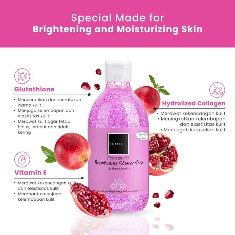 SCARLETT Whitening Brightening Shower Scrub (Sabun Mandi Cair) 300 ML