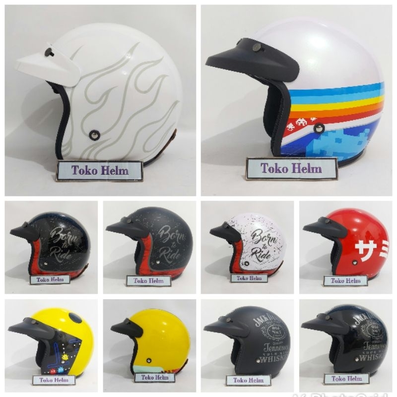 helm retro JP retro NEW BIGIE motif by JPX HELMET NEW LIST BLACK