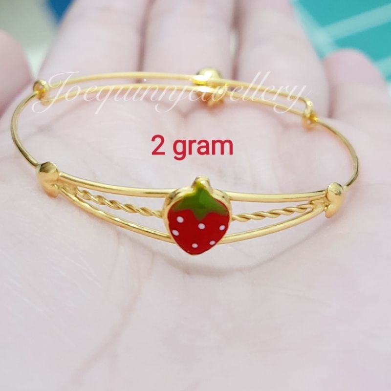 gelang anak stroberi 2 gram emas muda