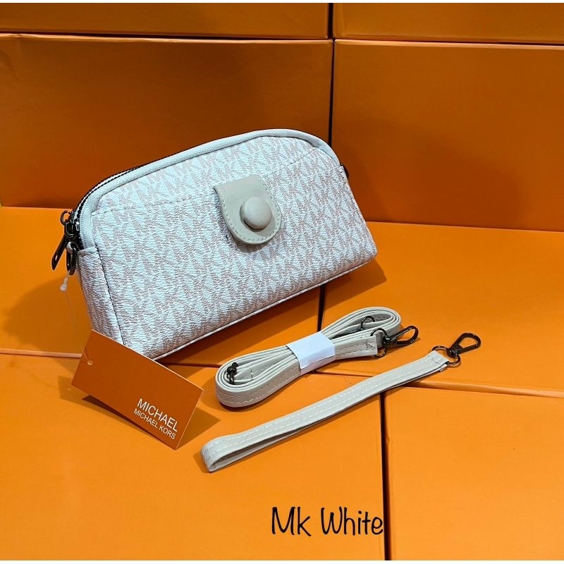 Tas Selempang Wanita Fashion  Tas Style Korea Elegan 2 Resleting Bahan Embos Dan Waterproof