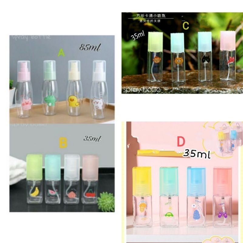 Botol Spray Isi Ulang Transparan Motif Lucu Unik Simple Praktis Travel Portable SerbagunaMultifungsi