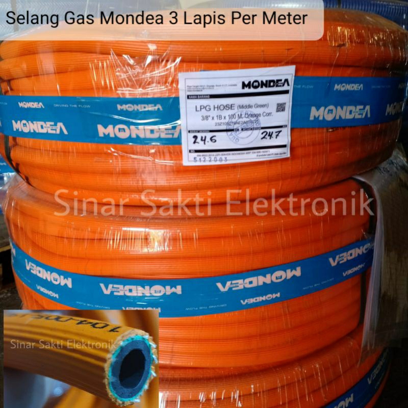 Selang Gas LPG Tebal Mondea Premium 3 Lapis Meteran Per Meter Regulator Per 1 Meter Anti Tikus Anti Bocor