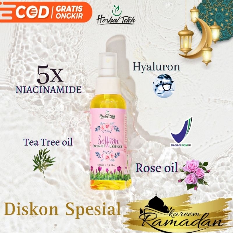 SAFFRON FACEMIST ESSENCE [BPOM]+ Niacinamide +Hyaluron  100ml by Herbal Teteh