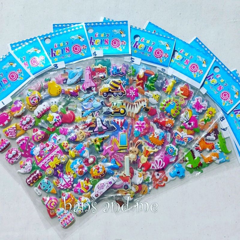 Sticker Stiker Anak Timbul Kendaraan Hewan Kupu  Kendaraan Pesawat Kue
