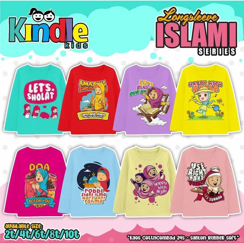 Kaos kindle islami | kaos anak lengan panjang | kaos lengan panjang anak perempuan | baju lengan pan