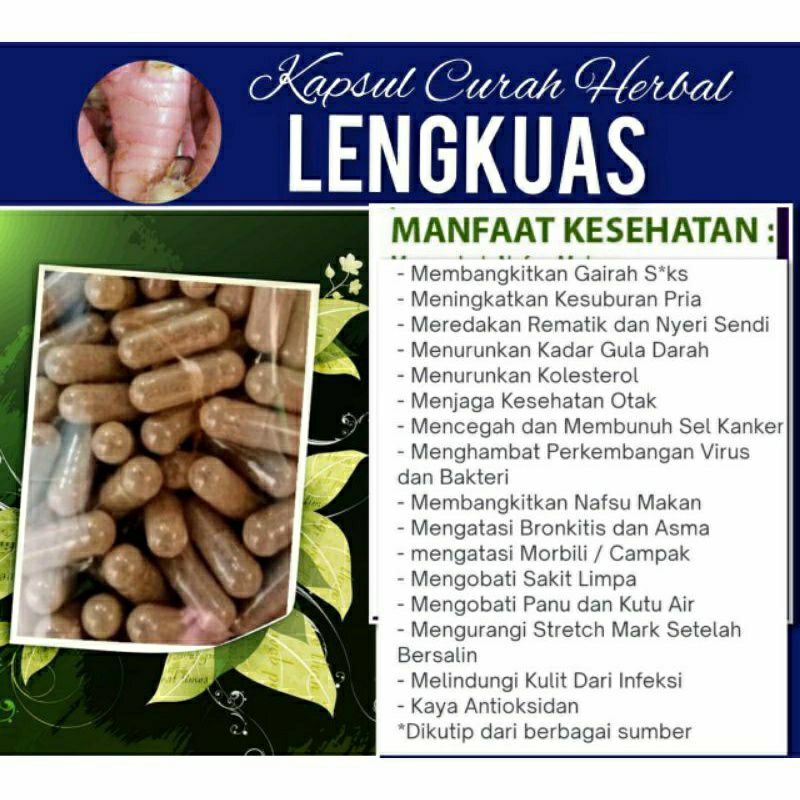 

LENGKUAS 100 KAPSUL OBAT HERBAL ALAMI (GRADE A5)