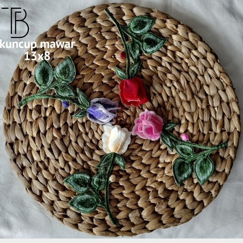 bordir baju bordir bunga kuncup mawar