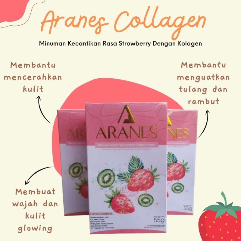 

ARANES minuman serbuk rasa strawberry dengan colagen