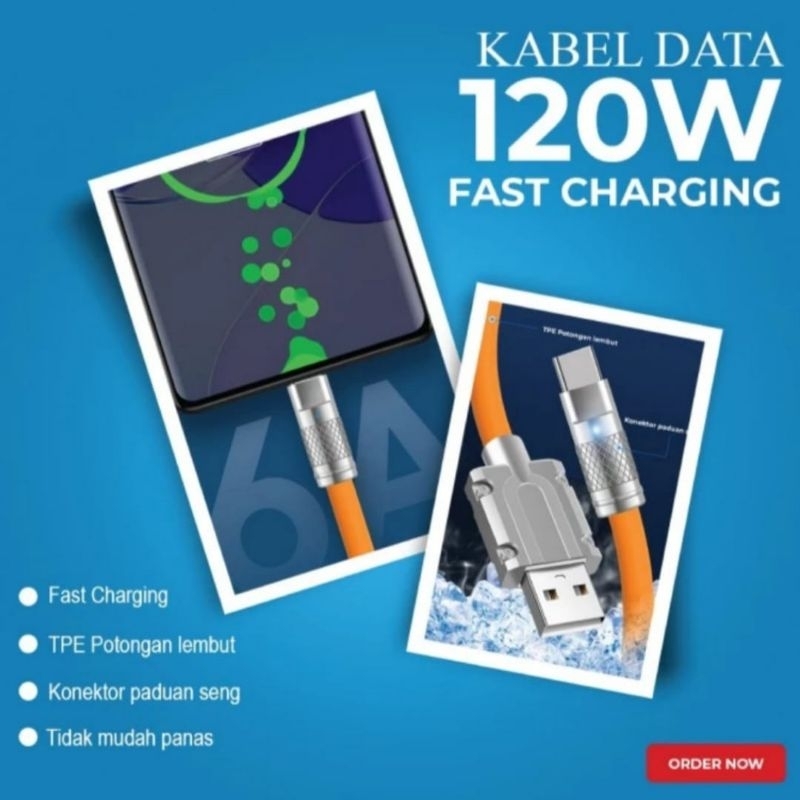 kabel data 120 Watt tipe c dan micro USB