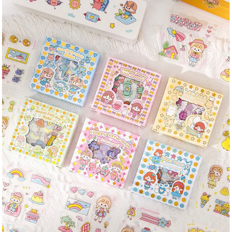 STIKER 2D MOTIF KARTUN KOREA LUCU ISI 100 LEMBAR ANTI AIR / STICKER DEKORASI HANDBOOK SCRAPBOOK BINDER TUMBLER DIY JRW0164