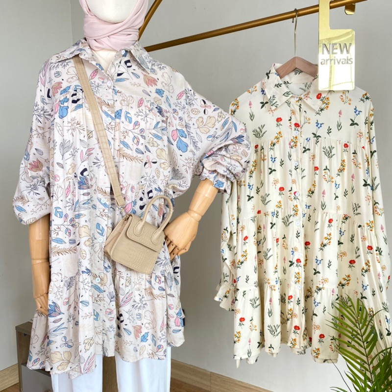 Tunik Katun Rayon Floral Baju Atasan Wanita