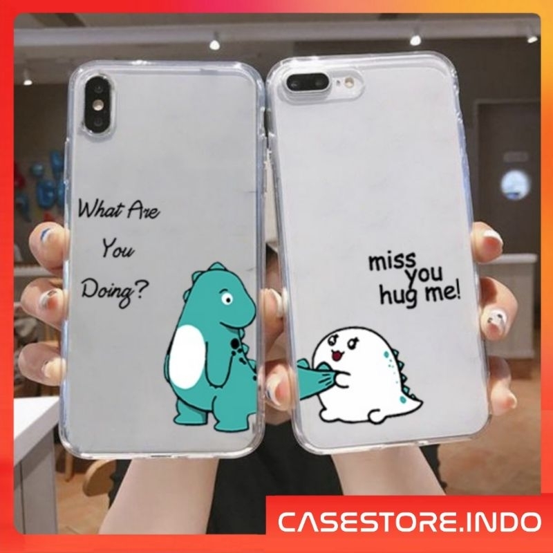 [CP3] Case Couple Dino Lucu V2 Oppo Vivo Samsung Realme Iphone Redmi Note 4 5 6 7 8 9 10 Plus X XR 1