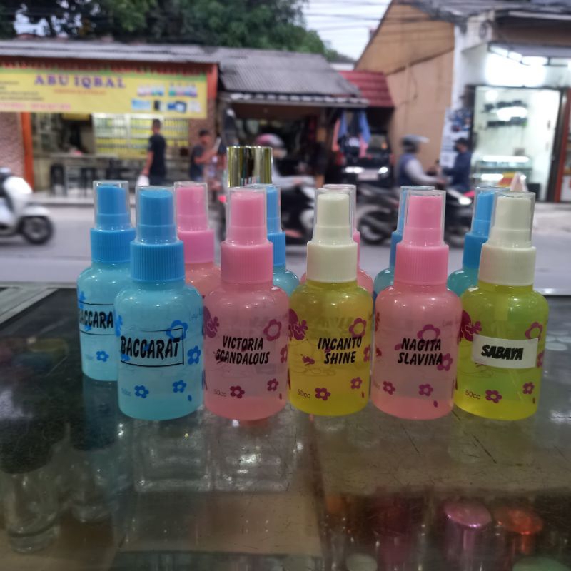 Parfum Refill botol plastik ukuran 50ml - 60ml (bebas request aroma)