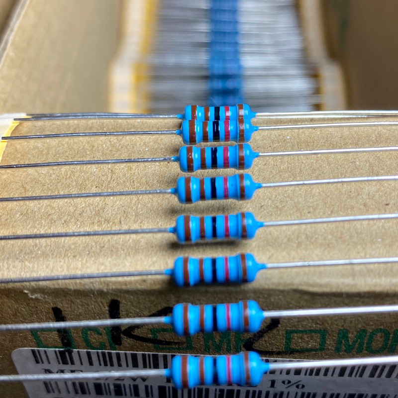 x10 resistor 1k2 1/2 watt metal film taiwan kaki tembaga