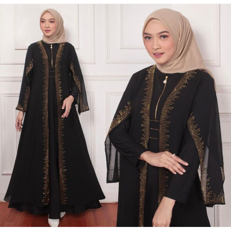 GAMIS ABAYA TURKEY BORDIR FULL HITAM