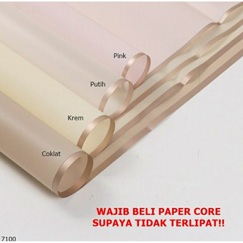 [5 LEMBAR] Kertas Cellophane Lis Rose Gold K100-7088(Sudah Termasuk Serongsong/Paper Core)