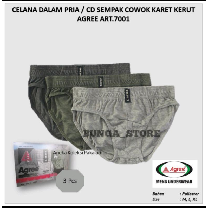 [3pcs] Celana Dalam Pria Agree Putih 7001 / Celana Dalam Pria TERMURAH