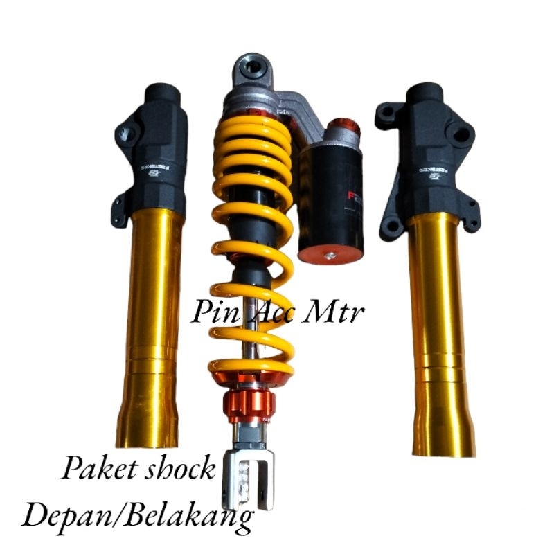 PAKET SHOCK TABUNG DEPAN + SHOCK BREAKER BELAKANG TABUNG MODEL KTC EXTREME/BEAT/SKOOPY/MIO/FINO UKURAN SHOCK 310MM