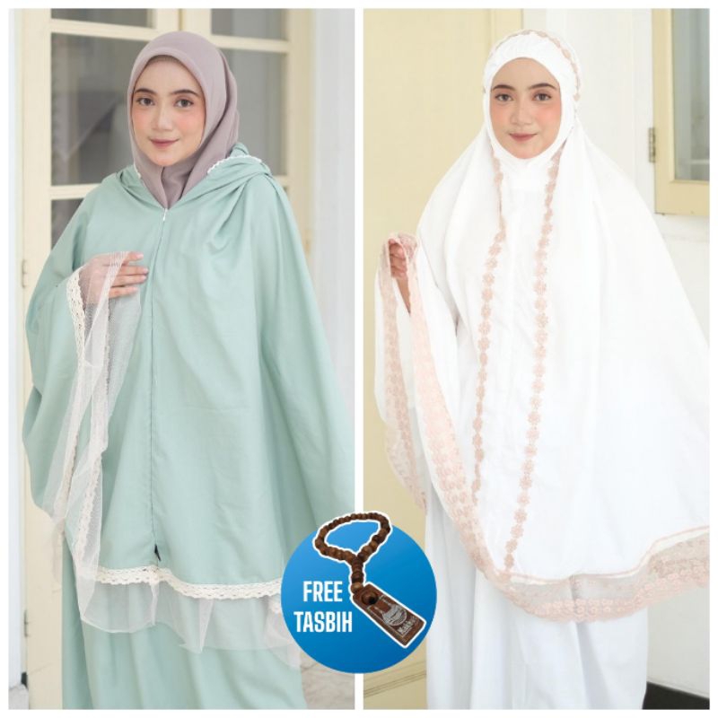 Ruku Rukuh Resleting Katun Polos Bordir Renda Warna Mukena Mukenah Katun Rayon Resleting Mukena Muke