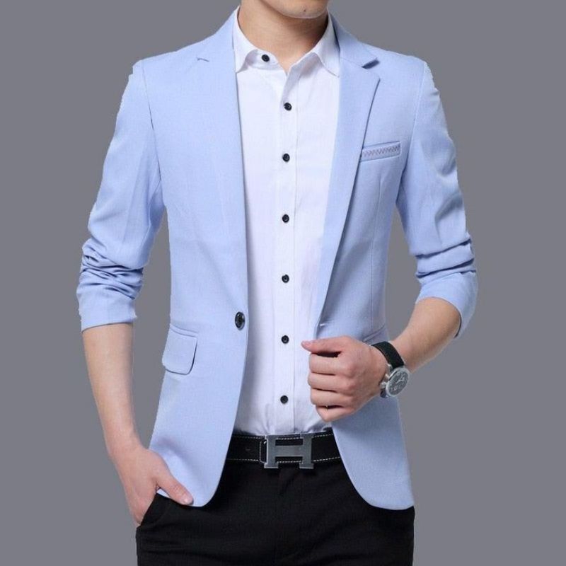 JAS PRIA WARNA BIRU MUDA SLIM-FIT | JAS WISUDA | JAS KERJA | JAS KANTOR | FORMAL - NON FORMAL