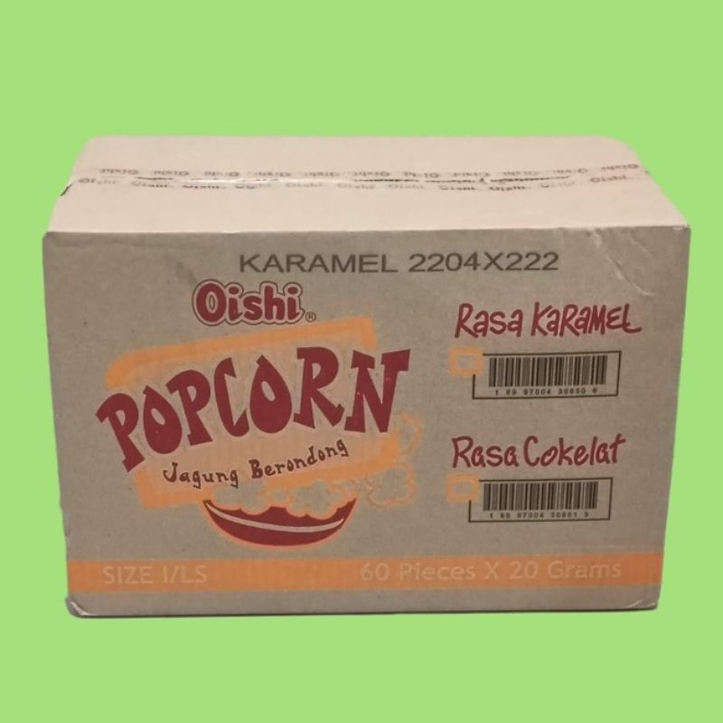 

Oishi popcorn caramel 20 gram ( 1 Dus isi 60 Pcs)
