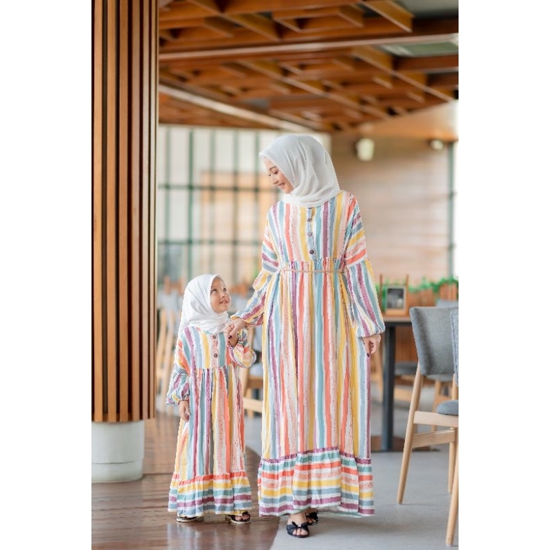 Zaiva Gamis Rainbow / Gamis Couple / Gamis Rayon kekinian