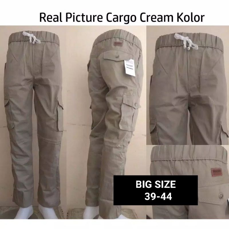 Big Size Celana Panjang Cargo Standar Kargo Pria/Wanita 39-44 Pinggang Karet Premium