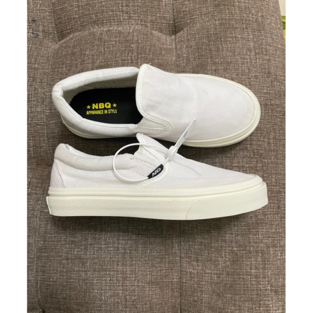 NBQ STRUGLE - sepatu slipon fullwhite og sneaker wanita