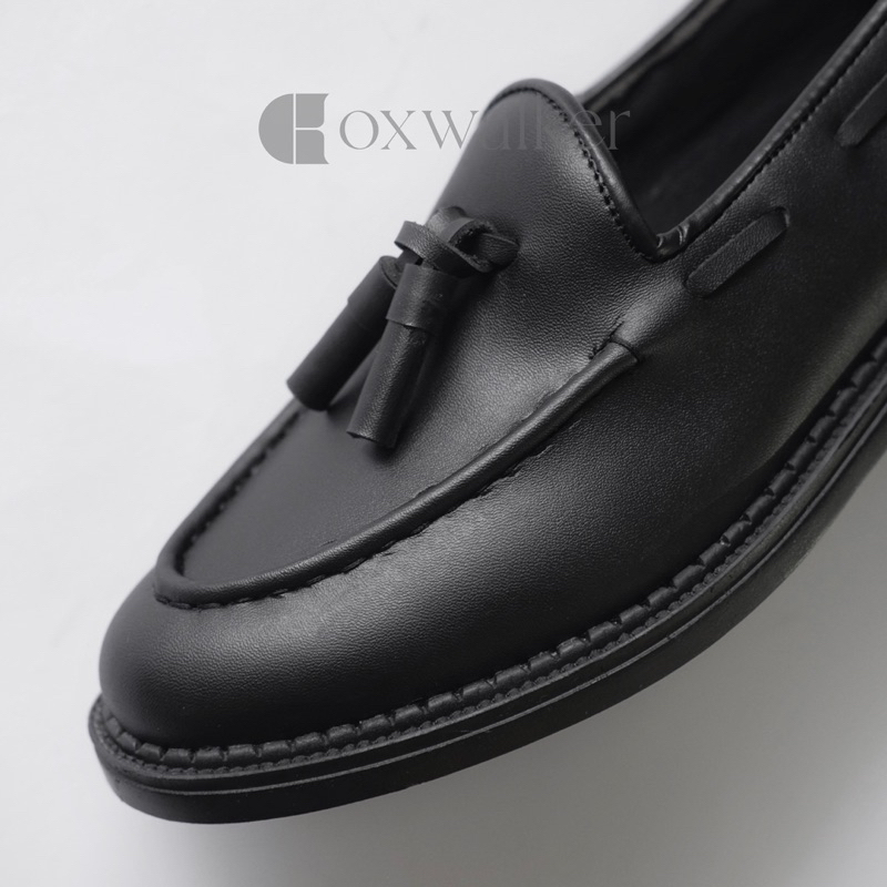 sepatu casual pria loafers formal lucas black by oxwalker pantofel kerja kantor