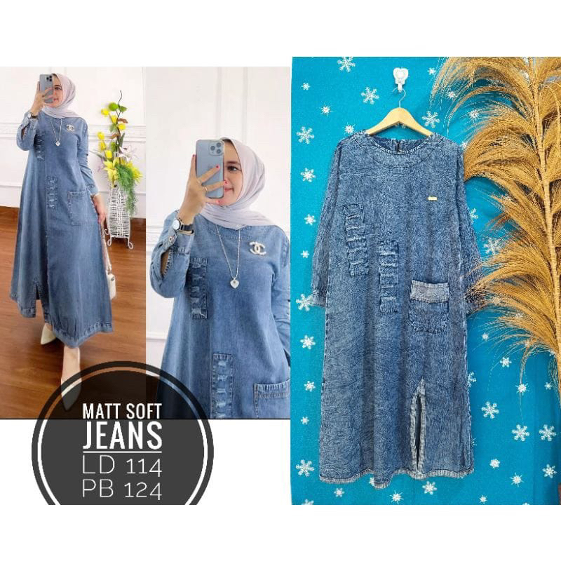 MIDI DRES WANITA JEANS IMPORT KEKINIAN // DRES WANITA PREMIUM