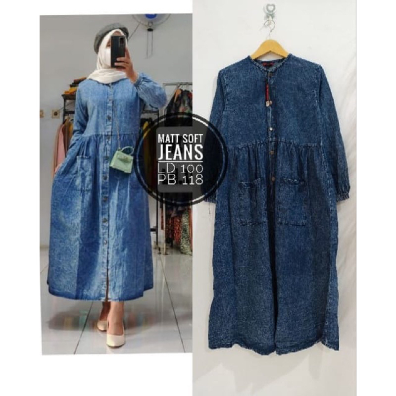 MIDI DRES WANITA JEANS IMPORT KEKINIAN // DRES WANITA PREMIUM