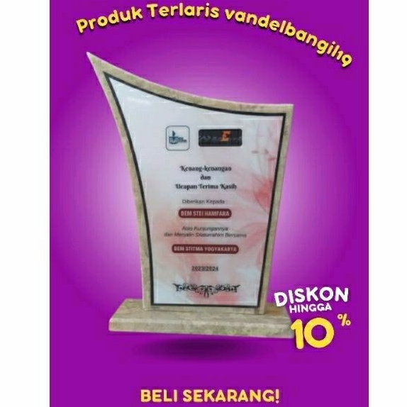 Vandel Plakat Marmer Cinderamata Souvenir Marmer KKN PKL PPL Magang Ucapan Terima Kasih