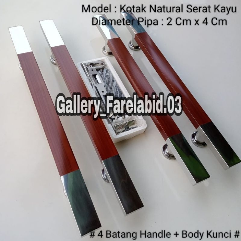 Handle Pintu Rumah Stainless Steel Kotak Panjang 100 Cm Set Kunci Gagang 80 Cm Pegangan Tarikan Pintu Kupu Tarung Minimalis 1 Meter