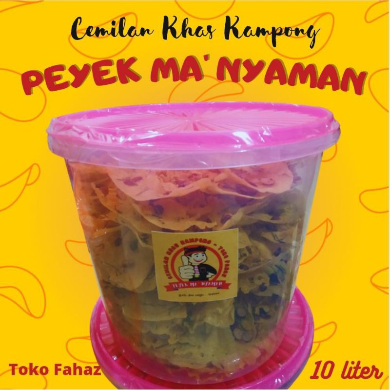 

Peyek Kacang Kemasan 10 Liter | Peyek Ma' nyaman | cemilan khas kampong | Toko Fahaz