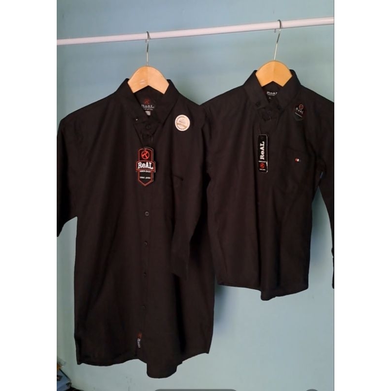 KEMEJA COUPLE AYAH &amp; ANAK WARNA HITAM KATUN SIGARET(HARGA SATUAN)