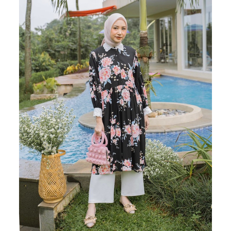 Preloved HaideeOrlin Audre Midi Dress/preloved midi dress bunga haidee orlin/preloved gamis haidee&o