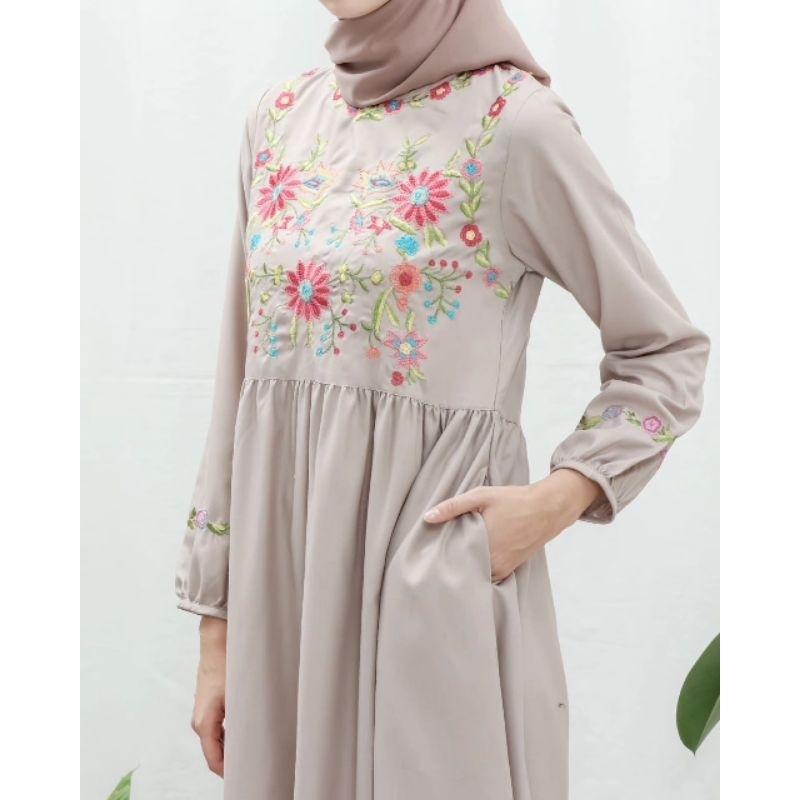 Gamis katun ima tuyobo mix bordir Ori by Adzhani