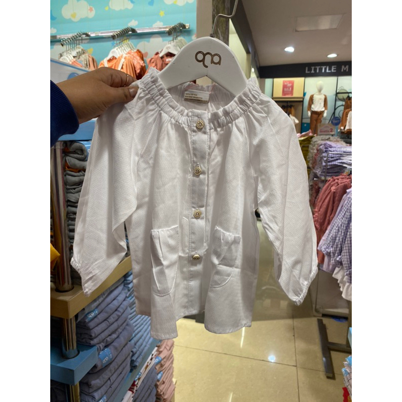 blus anak perempuan lengan panjang putih polos by qna