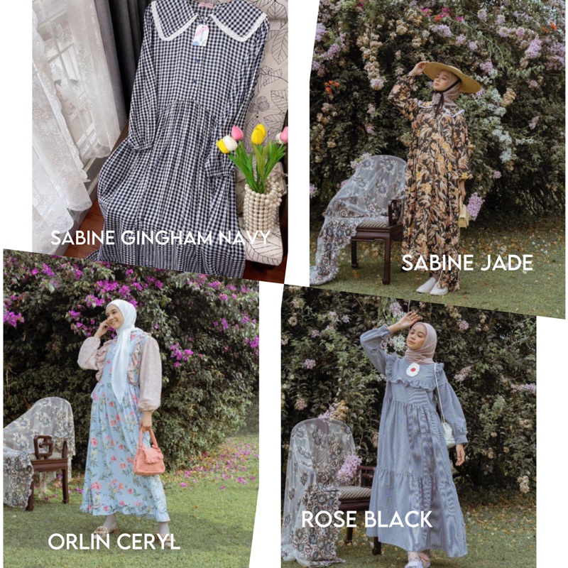 BEST SELLER LIMITED EDITION ORLIN CERYL ROSE BLACK SABINE JADE SABINE GINGHAM NAVY DRESS BY HAIDEEOR