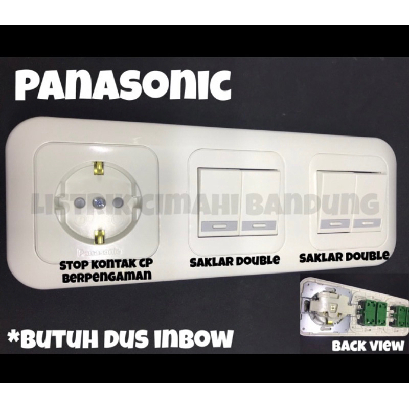panasonic stop kontak berpelindung - saklar double - saklar double | wide series | warna putih