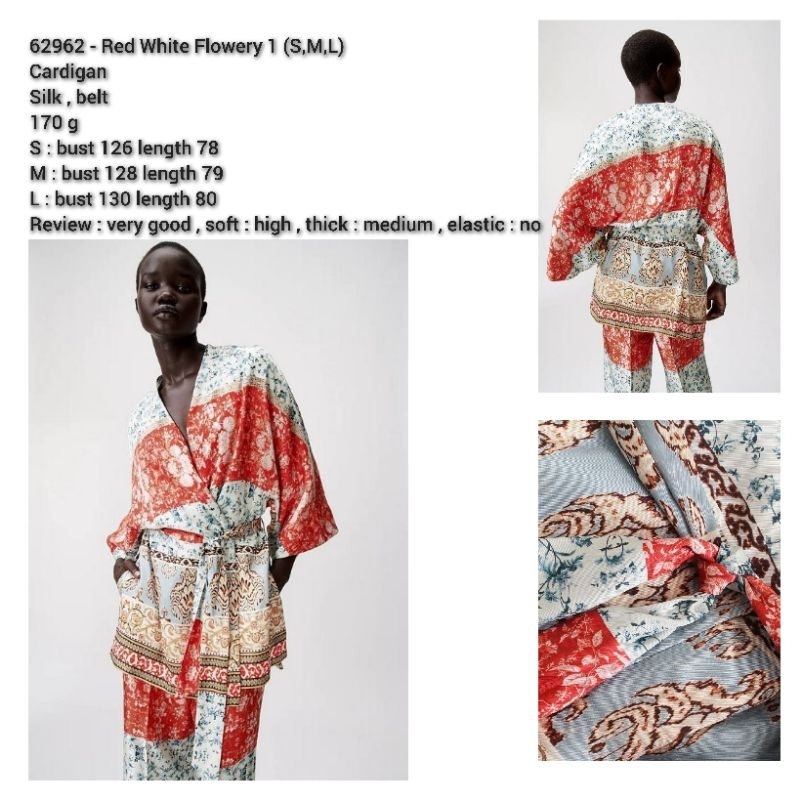 Outer jumbo mix warna merah putih motif bunga silky