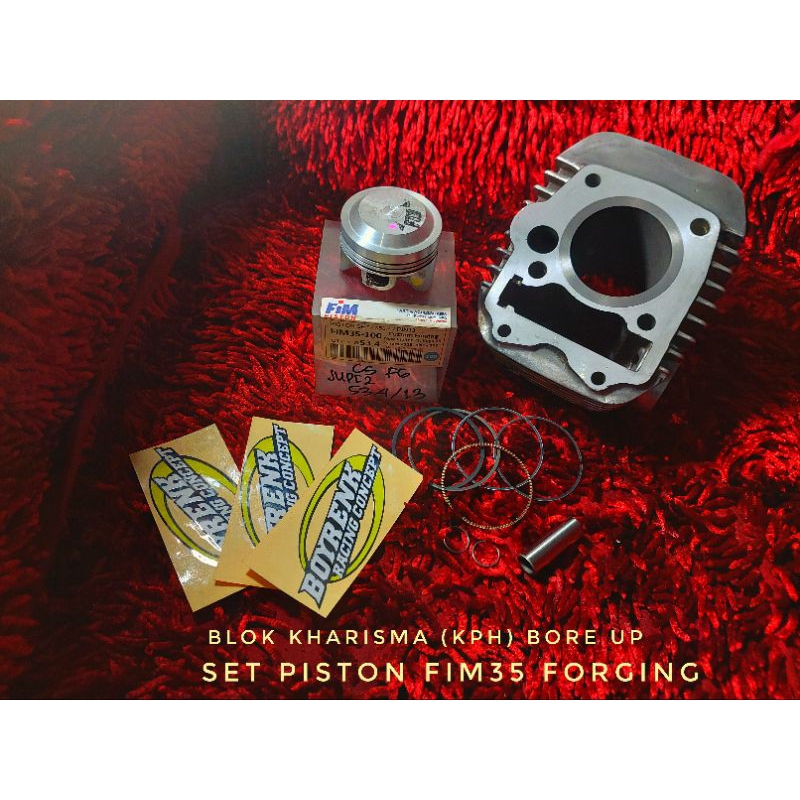 CYLINDER BLOK KHARISMA | SUPRA X 125 KPH   BORE UP SET  PISTON KIT FIM35 DIAMETER 53.4 PIN 13 - BOYRENK RACING CONCEPT