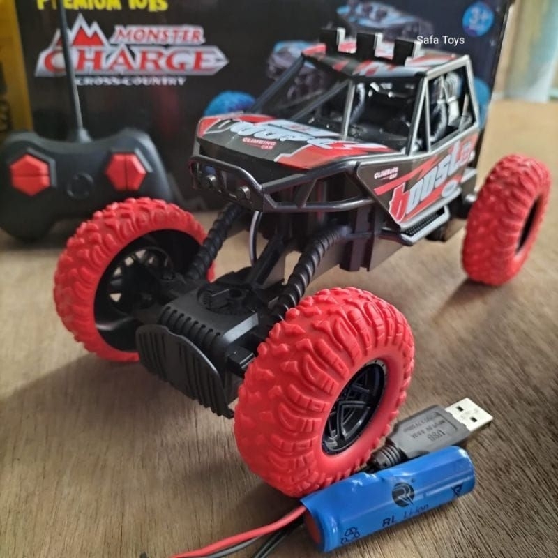 MOBIL REMOTE CLIMBING MINI RC MONSTER CHARGE DUS HITAM BATRE CAS 1:20 PR-17478