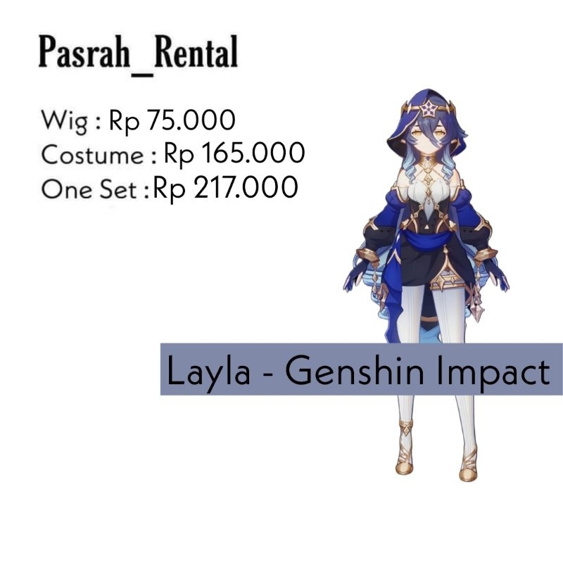 SEWA RENTAL KOSTUM / COSPLAY LAYLA GENSHIN IMPACT