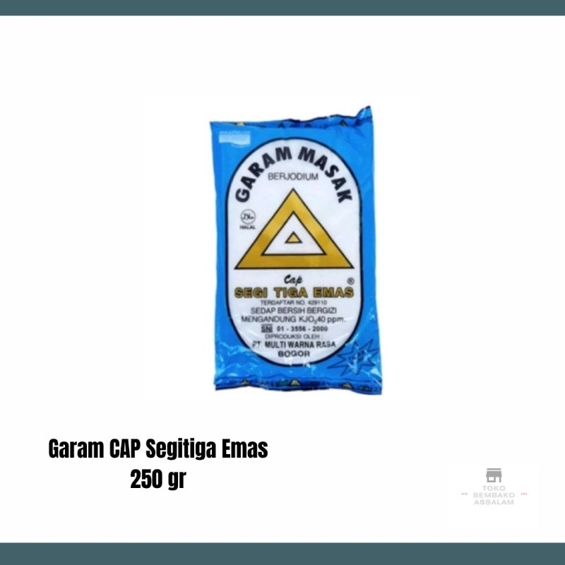 

Garam segitiga 250 gr / Garam Cap Segitiga Emas 250 gr / Garam Masak 250 gr / Garam Dapur Segitiga Emas