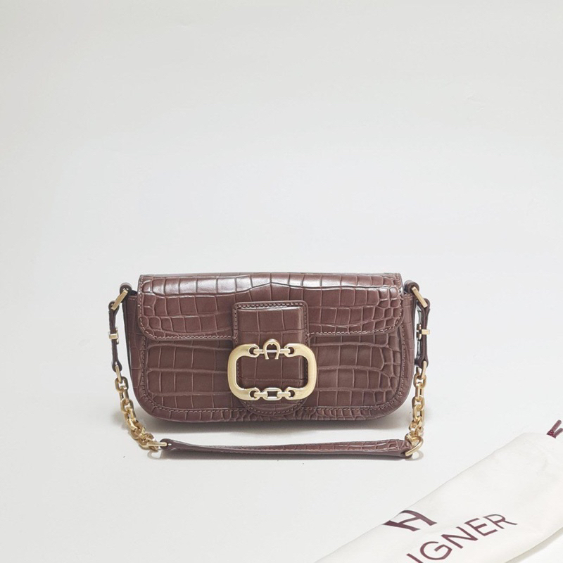 AIGNER CELIA MINI SHOULDER BAG MUSHROOM BROWN 23x13x5
