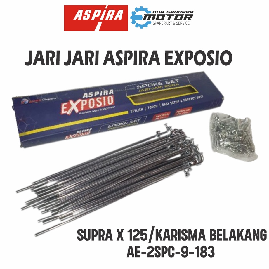 RUJI 9X183 ASPIRA EXPOSIO JARI JARI RODA CRHOME SPOKE SET AE-2SPC-9-183 APLIKASI MOTOR SUPRA X/ KARI